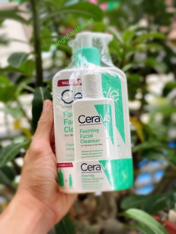 Set sữa rửa mặt bọt mịn Cerave Foaming Facial Cleanser (473ml + 87ml) - MADE IN USA.