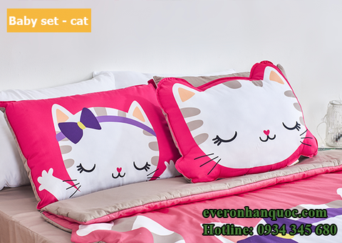 Bộ chăn ga gối Everon Baby set - cat