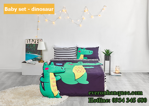 Bộ chăn ga gối Everon Baby set - dinosaur