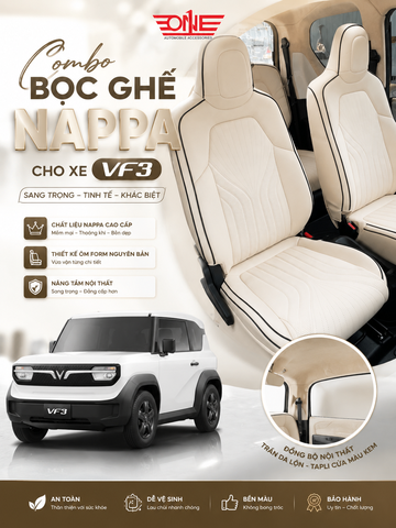 Bọc Ghế Da Nappa VF3 Tone Kem Trắng Sang Trọng Tại Biên Hòa