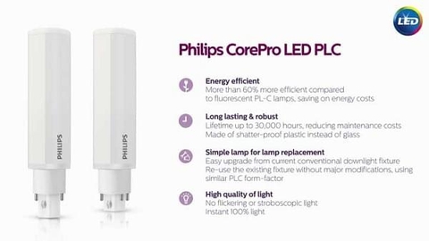 Bóng Đèn Led Philips Plc 8,5W / 2P ( Bóng Đèn Led Plc 8,5W Chân Ghim G24D -  2 Chân )