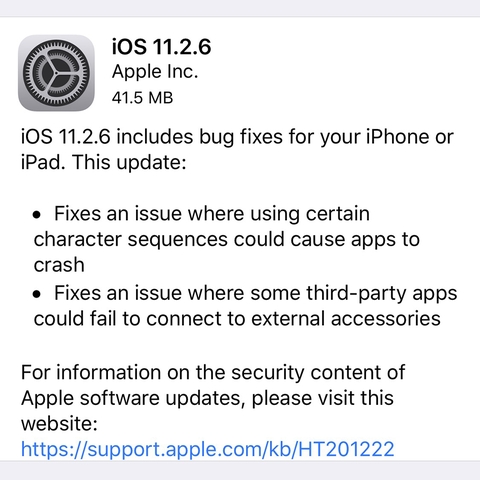 Táo Khuyết chính thức phát hành iOS 11.2.6: Sửa lỗi ký tự Telugu cực kỳ nguy hiểm!