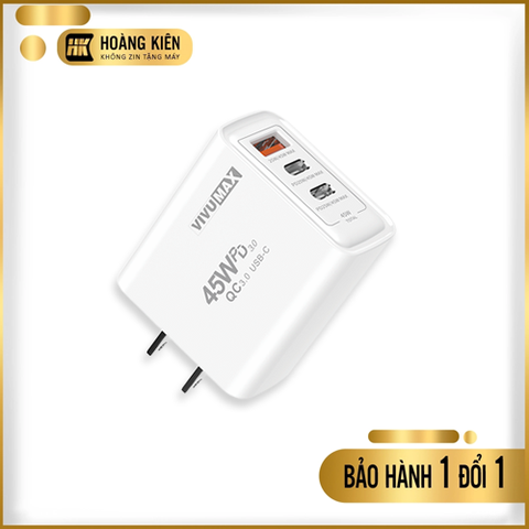 Củ sạc nhanh 3 cổng 45W Vivumax PD45