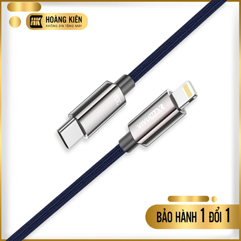 Cáp sạc nhanh dây bện dù đầu hợp kim kẽm 3A Vivumax CI16 TYPE C to LIGHTNING 30W, Màu Titanium xanh đen
