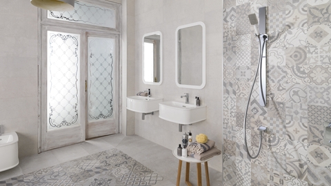 PHÒNG TẮM VỚI GẠCH LÁT ẤN TƯỢNG