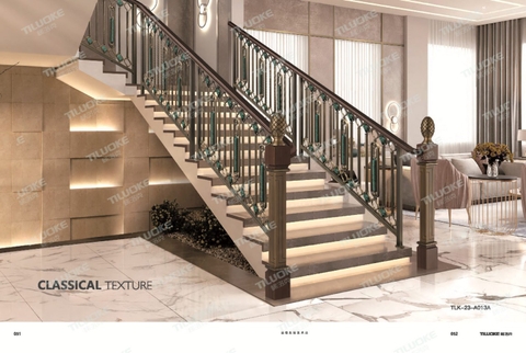 Cầu thang TLK-22-A013 Unique and Detail luxury Brass panel railing