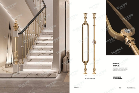 Cầu thang TLK-23-B003 A Brass wide balustrade