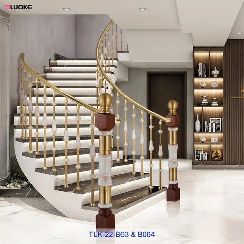 Cầu Thang đồng kết hợp ngọc bích TLK-23-B036 E