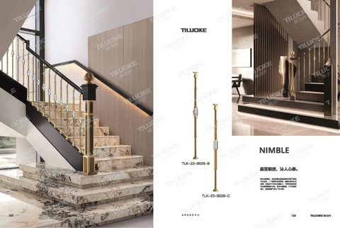 Cầu thang TLK-23-B026 B Brass wide balustrade