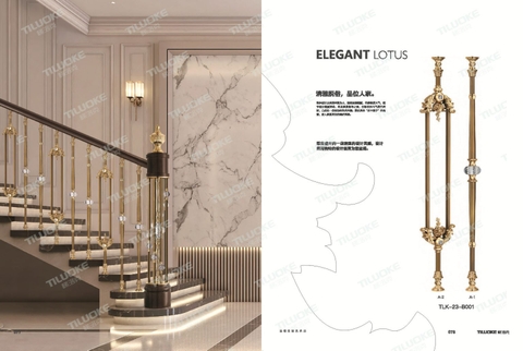 Cầu thang TLK-23-B001 A-2 Brass wide balustrade
