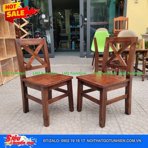 Ghế Cafe Phong Cách Vintage Gỗ Tự Nhiên Lưng Chữ X – Điểm Nhấn Sang Trọng