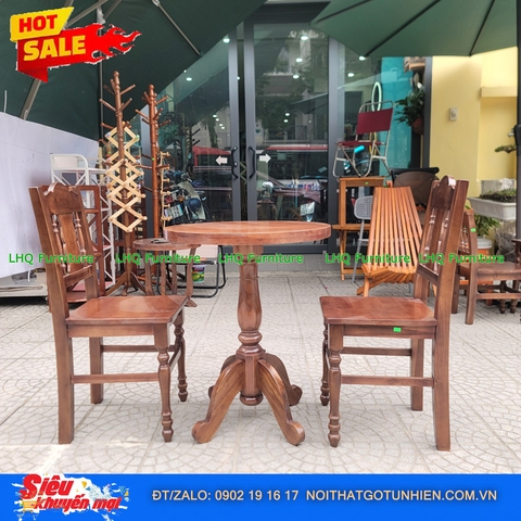 Bộ Bàn Ghế Cafe Gỗ Tự Nhiên – Giá Ưu Đãi 1.500.000đ Tại LHQ