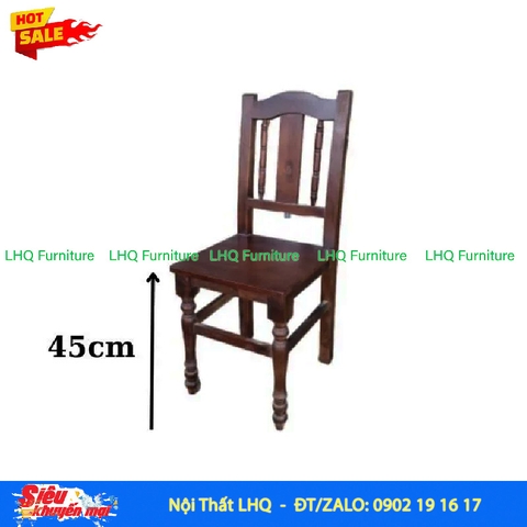 Ghế Nhà Hàng Vintage – Mặt Cao 45cm, Hòa Quyện Giữa Chân Tiện Và Lưng Vuông