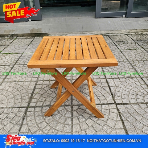 Bàn Cafe Xếp Gọn Gỗ Tràm Tự Nhiên 40x40x40cm – Chắc Chắn, Bền Đẹp, Giá Rẻ Tại Nội Thất LHQ