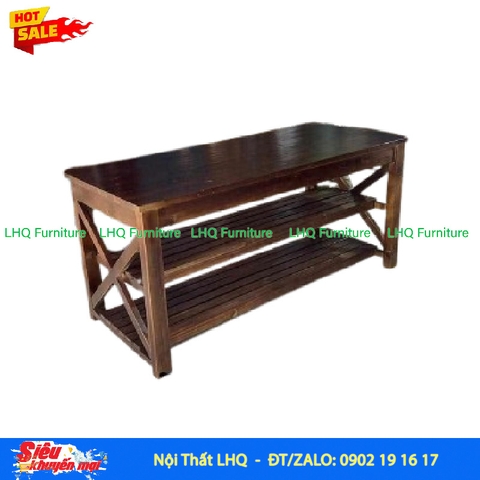 Bàn Vintage 2 Tầng – Chữ X Kết Nối, Mặt Bàn Dài 1m Hoặc 1m2, Vừa Đẹp Vừa Tiện