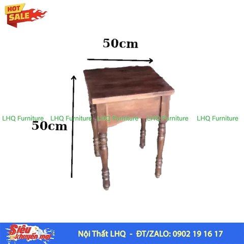 Bàn Cafe Vintage Mặt Vuông 50 – Diềm Bàn Sâu, Duyên Dáng Như Váy Thiếu Nữ