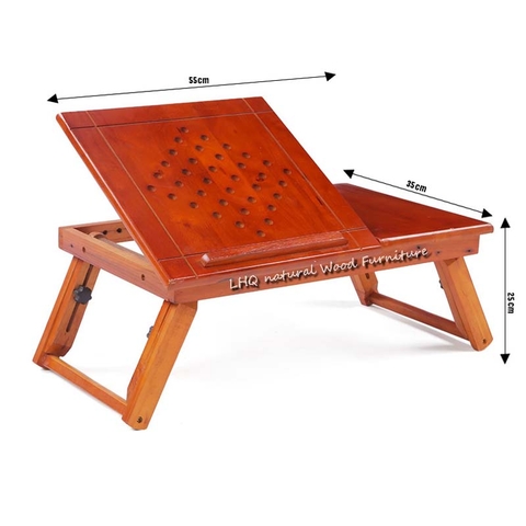 Bàn để laptop, Chân gấp tiện lợi, Độ cao tùy chỉnh, Gỗ cao su tự nhiên