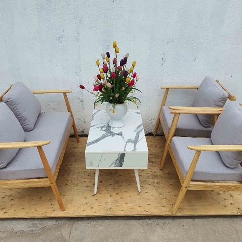 Bộ bàn Ghế Sofa Tay Cong LHQ, Gỗ Cao Su, Tháo Ráp Nhanh