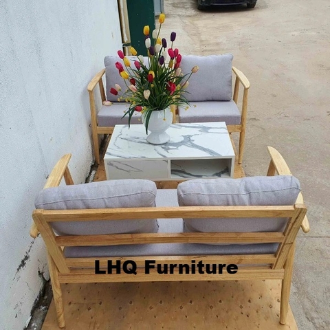 Bộ bàn Ghế Sofa Tay Cong LHQ, Gỗ Cao Su, Tháo Ráp Nhanh