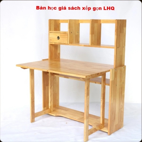 Bàn giá sách xếp gọn, Gỗ cao su, Ván dày 1,8cm, Gỗ loại AA