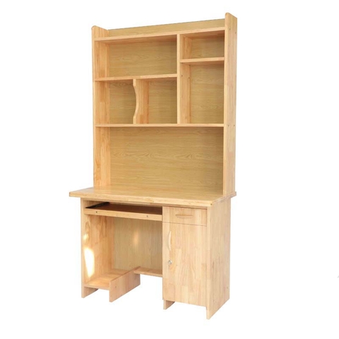 Bàn học liền giá sách 1m, gỗ tự nhiên, ván gỗ AA dày 1,8cm, hậu alu chống ẩm