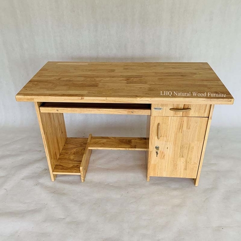 Bàn làm việc 1m, Có hộc để đồ, có chỗ để CPU, gỗ cao su tự nhiên