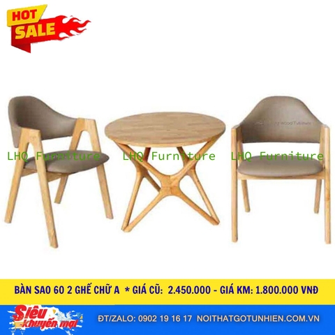 Bộ Bàn Ăn 2 Ghế Chữ A – Tinh Tế Cho Không Gian Nhỏ