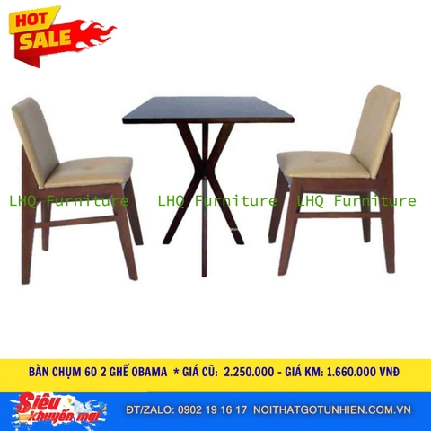 Bộ Bàn Chụm 60cm + 2 Ghế Obama – Kiểu Dáng Độc Đáo – Giá chỉ 1.660.000đ