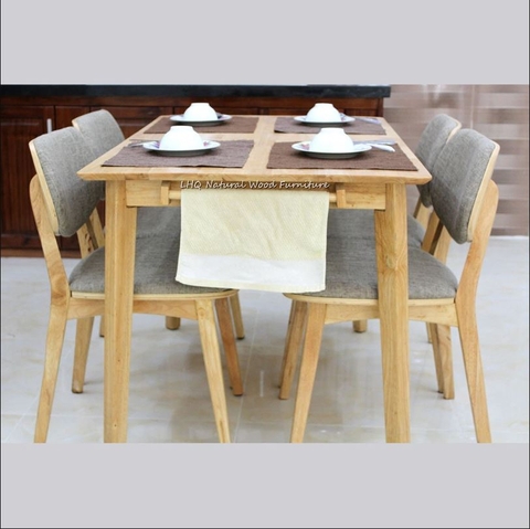 Bộ bàn ăn 4 ghế đẹp, Ghế nan quạt độc đáo, Gỗ tự nhiên, Bảo hành mọt