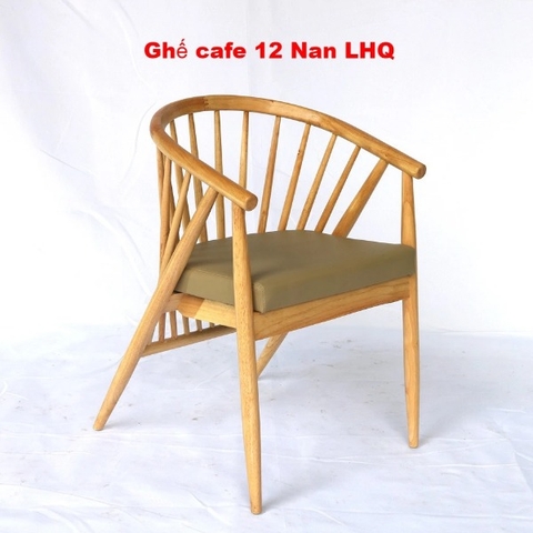 Ghế cafe 12 nan, Gỗ cao su, Thiết kế đạp, Kết cấu chắc, Ngồi thoải mái