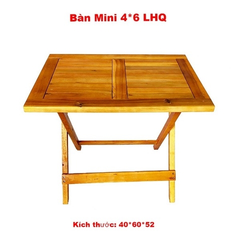 Bàn cafe xếp gọn, Gỗ tràm tự nhiên, Mặt 40x60, Bán chạy 2024