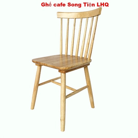 Ghế cafe song tiện, Gỗ cao su, Tựa lưng 7 nan, Bán chạy 2024