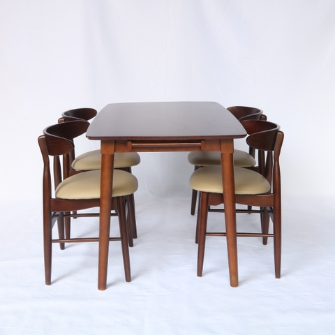 Bộ bàn ăn 4 ghế Vầng Trăng đẹp, Thiết kế ấn tượng, Hoàn thiện kỹ, Gỗ tự nhiên