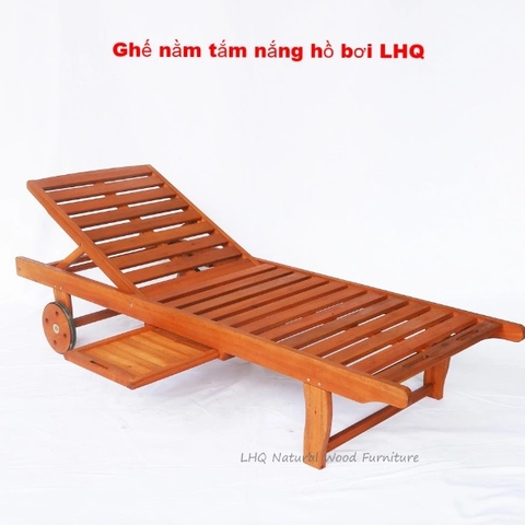 Ghế nằm tắm nắng hồ bơi, Gỗ tràm tự nhiên, Thiết kế tháo ráp, Giá rẻ