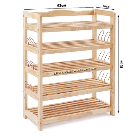 Kệ để giày dép, Thiết kế móc sắt tiện lợi, Gỗ tự nhiên, Tháo ráp nhanh