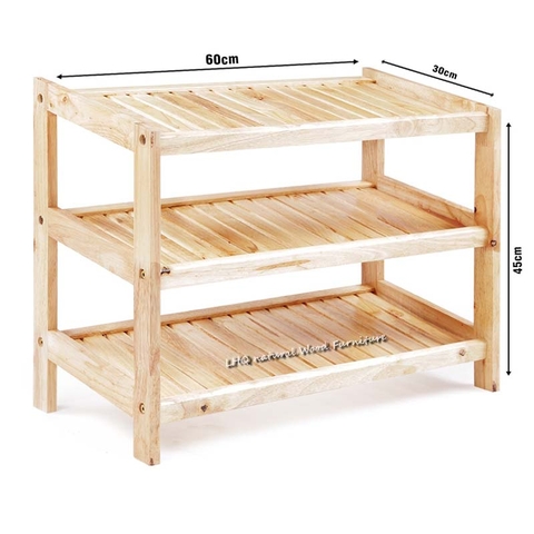 Kệ giày dép 3 tầng rộng 62cm, gỗ cao su, tháo ráp. hoàn thiện kỹ