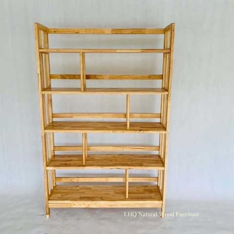 Kệ sách 5 Tầng 1M, Gỗ cao su, Tháo ráp nhanh, Vận chuyển rẻ