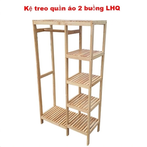 Kệ treo quần áo 2 buồng, Gỗ tự nhiên, Sử dụng đa năng