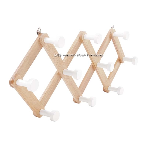 Móc treo quần áo 1, gỗ tự nhiên, 10 núm treo, hình quả trám