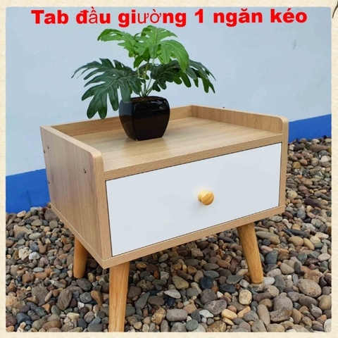 Tab Đầu Giường, Có 1 Ngăn Kéo, Chân gỗ tiện, Giá rẻ