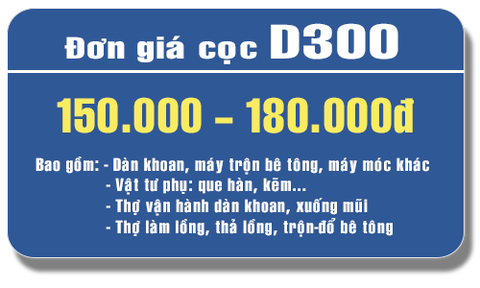 Đơn giá thi công cọc khoan nhồi tiết diện D300: Gói Khoan Nhân Công