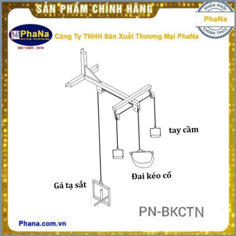 Dụng cụ kéo cổ tập tay/Bộ khung kéo cổ + kéo ròng rọc tập tay gắn tường PN-BKCTN