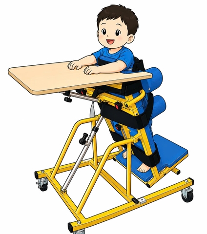PN51C.2 - Bàn tập đứng bại não sấp loại cao có ụ ngồi