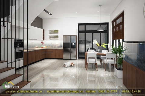 Thiết kế nội thất biệt thự không gian bếp ăn trong các diện tích từ nhỏ hẹp đến rộng rãi