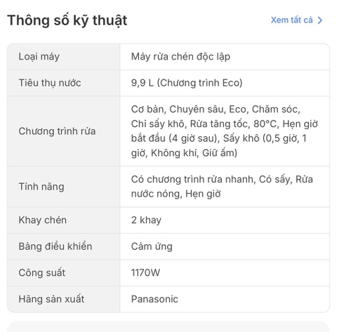 Máy rửa bát Panasonic NP-TH1WEVN