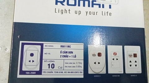 1 công tắc 1 ổ Roman (Ko hạt) R6811MC (RMC)