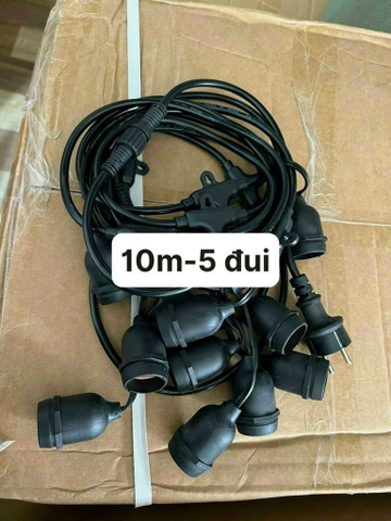 Dây đui tròn đen 10 đui/5m (ko bóng)  (h/a)(t/h)