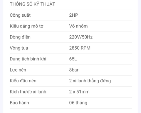 Máy nén khí Huspanda HCD-75L, 2HP, 75L, 130L/phút,  220V (tm)