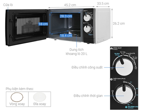 Lò vi sóng SHARP R208VNWS cơ ko nướng 20L