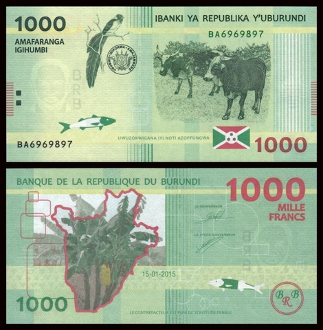 1000 francs Burundi 2015
